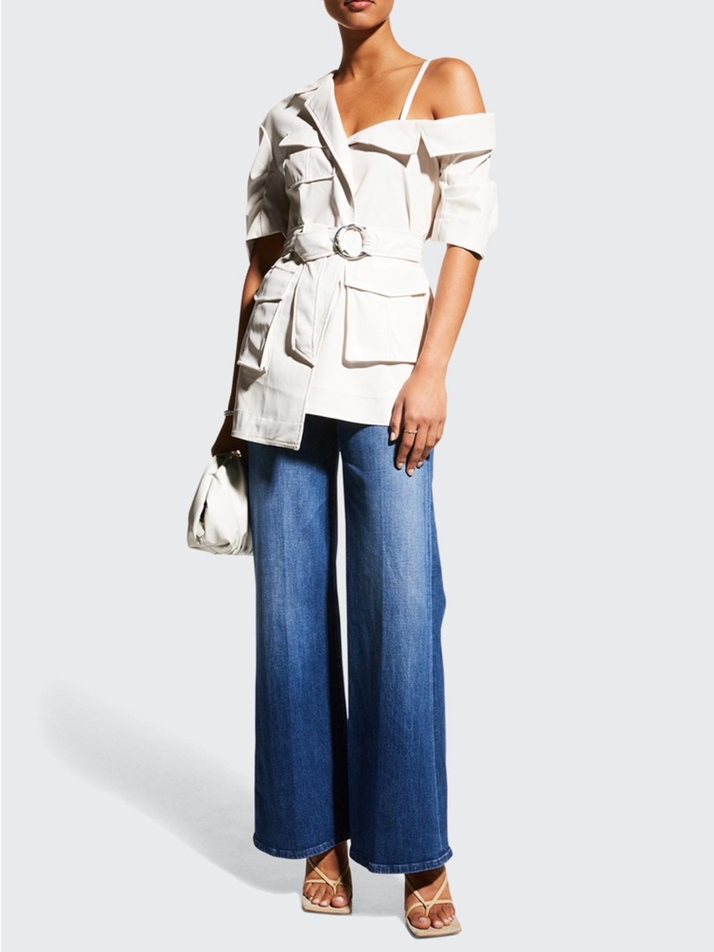 CINQ A SEPT Katie Belted Asymmetric Faux-Leather Jacket